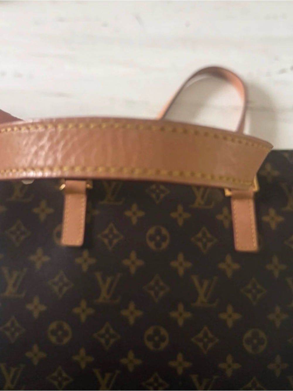 Louis Vuitton Monogram Canvas Tote with Tan Straps - Picture 4 of 12
